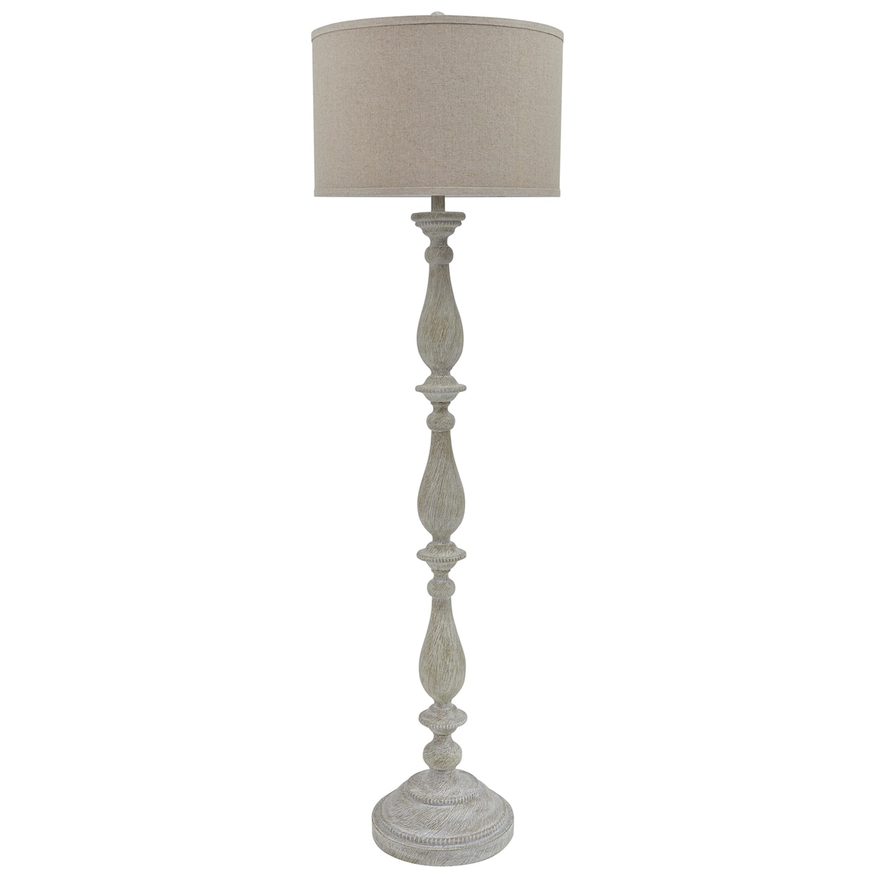 Ashley Lamps - Vintage Style Bernadate Whitewash Floor Lamp